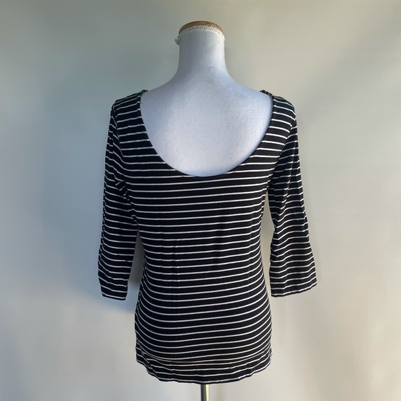 Halogen 3/4 Sleeve Striped Tee - sz M - Picture 2 of 5